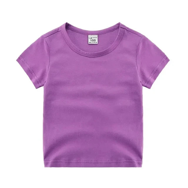 T-shirt d'été à manches courtes pour enfants de 2 à 12 ans, en coton - pour  garçons et filles.