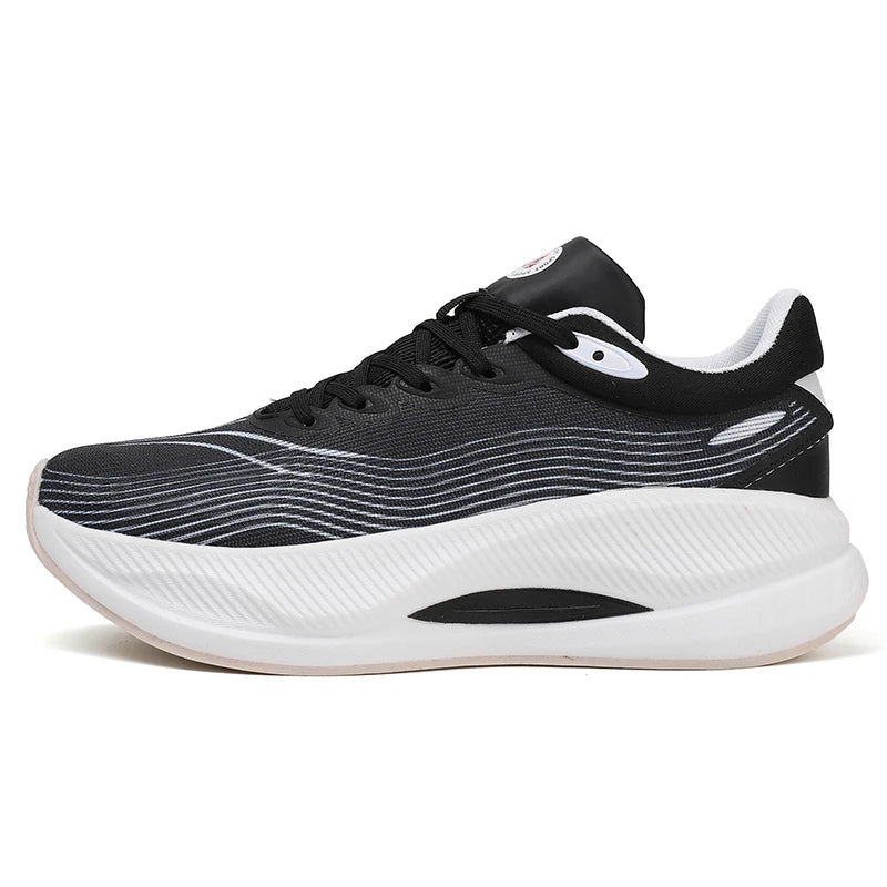 Chaussures de course tendance avec amorti, semelle en carbone respirante, ultralégères