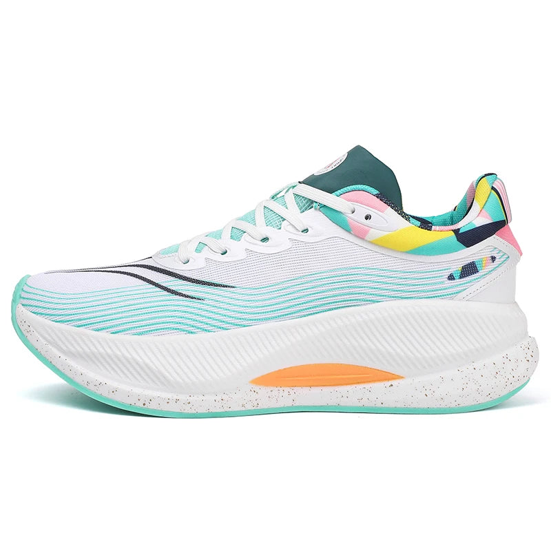 Chaussures de course tendance avec amorti, semelle en carbone respirante, ultralégères