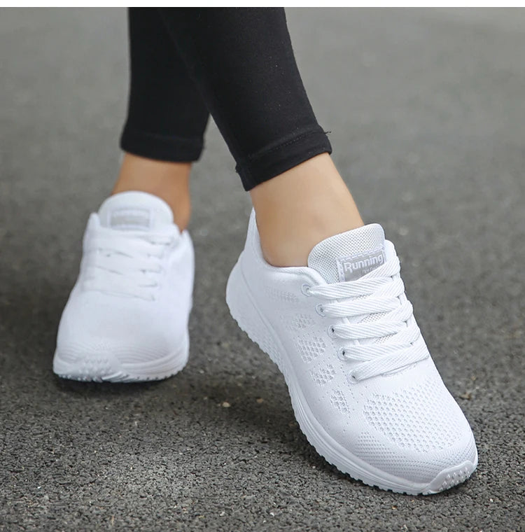 Baskets pour femmes, respirantes et confortables en tissu mesh, à lacets