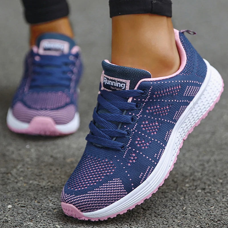 Baskets pour femmes, respirantes et confortables en tissu mesh, à lacets