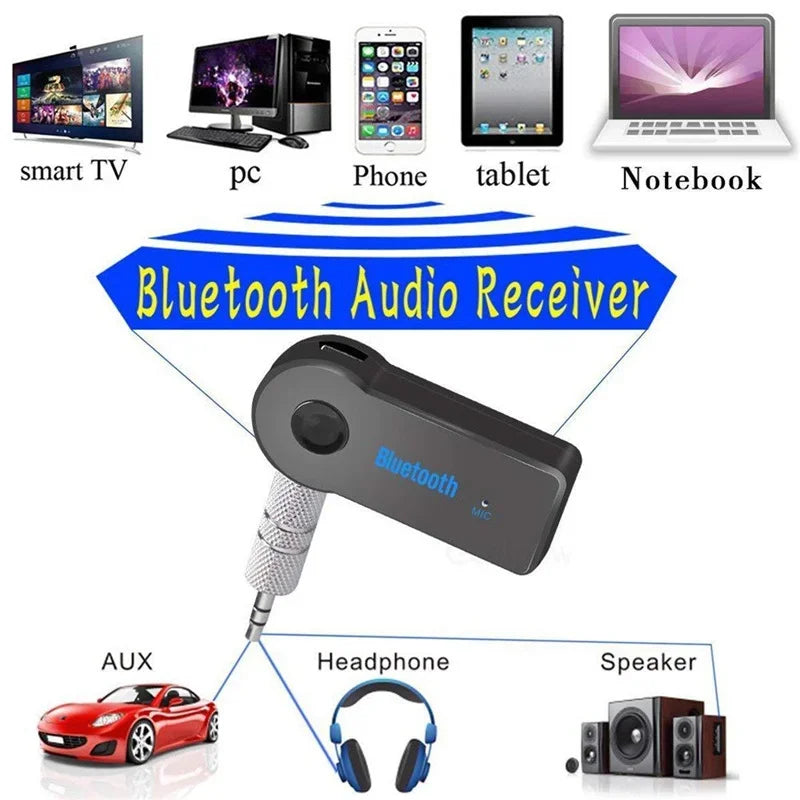 Récepteur Bluetooth 5.0 sans fil 2 en 1 avec prise jack 3,5 mm pour voiture, audio auxiliaire, émetteur-récepteur A2DP et kit mains libres