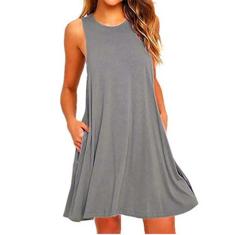 Robe d'été pour femme, avec poches, grande taille.