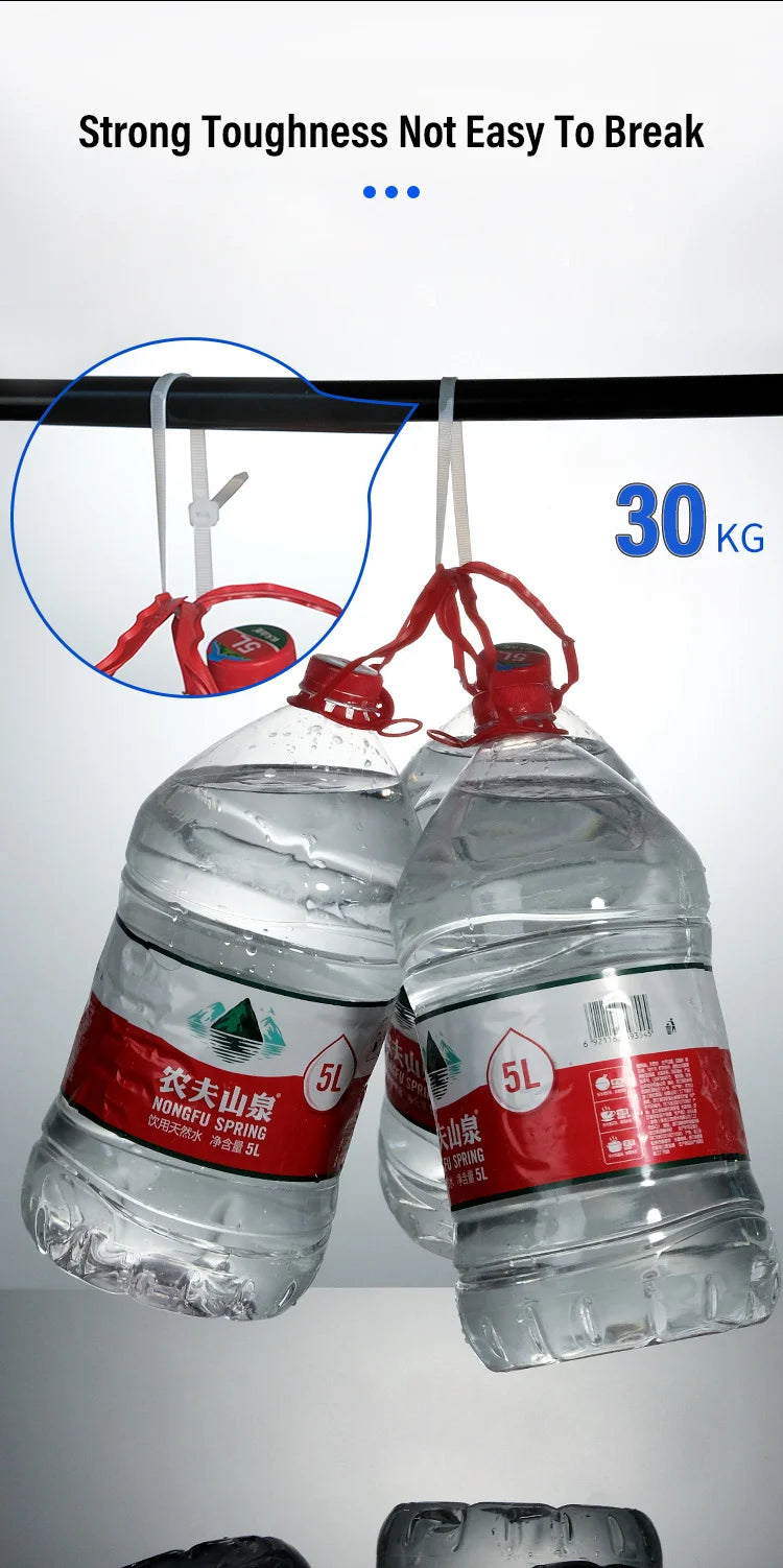 Lot d'attaches de câble en nylon autobloquantes, sangles réglables, pinces de fixation en plastique résistantes à la chaleur.
