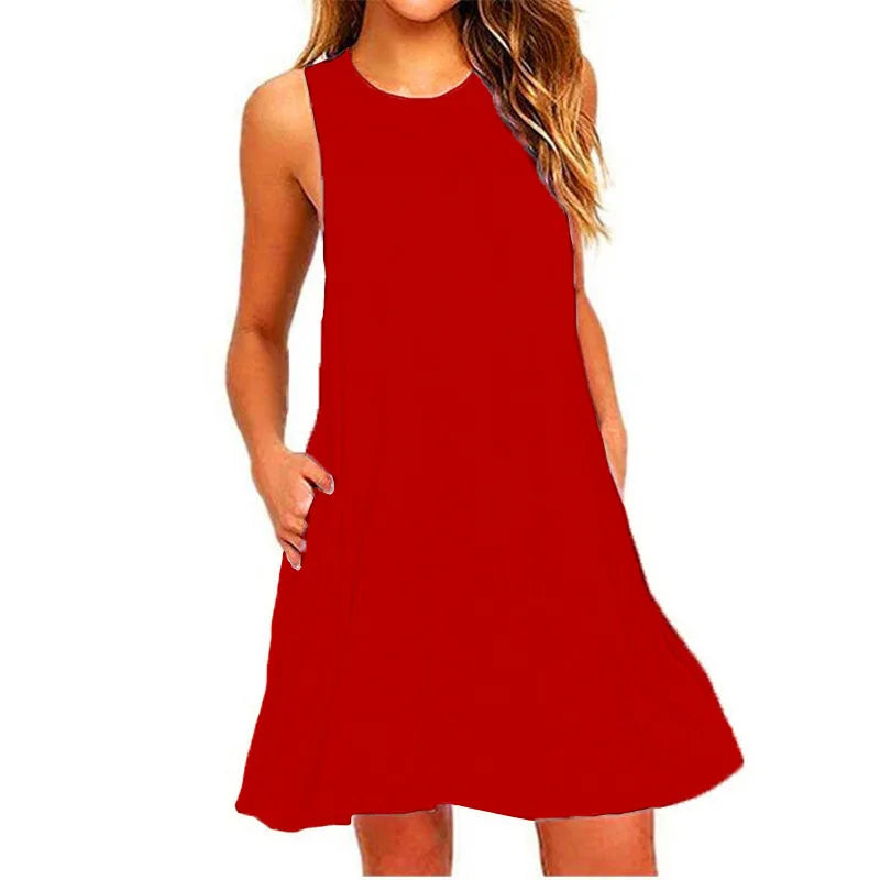 Robe d'été pour femme, avec poches, grande taille.