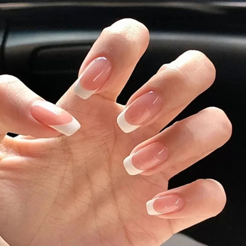 Lot de 24 faux ongles Sweet Love avec dégradé, réutilisables, courts et couvrants, pour femmes