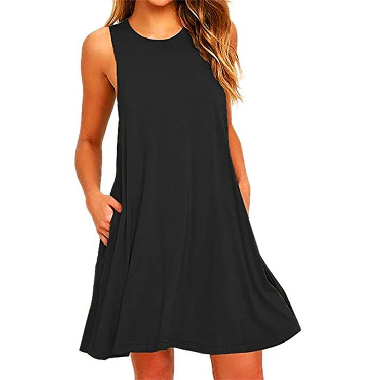 Robe d'été pour femme, avec poches, grande taille.