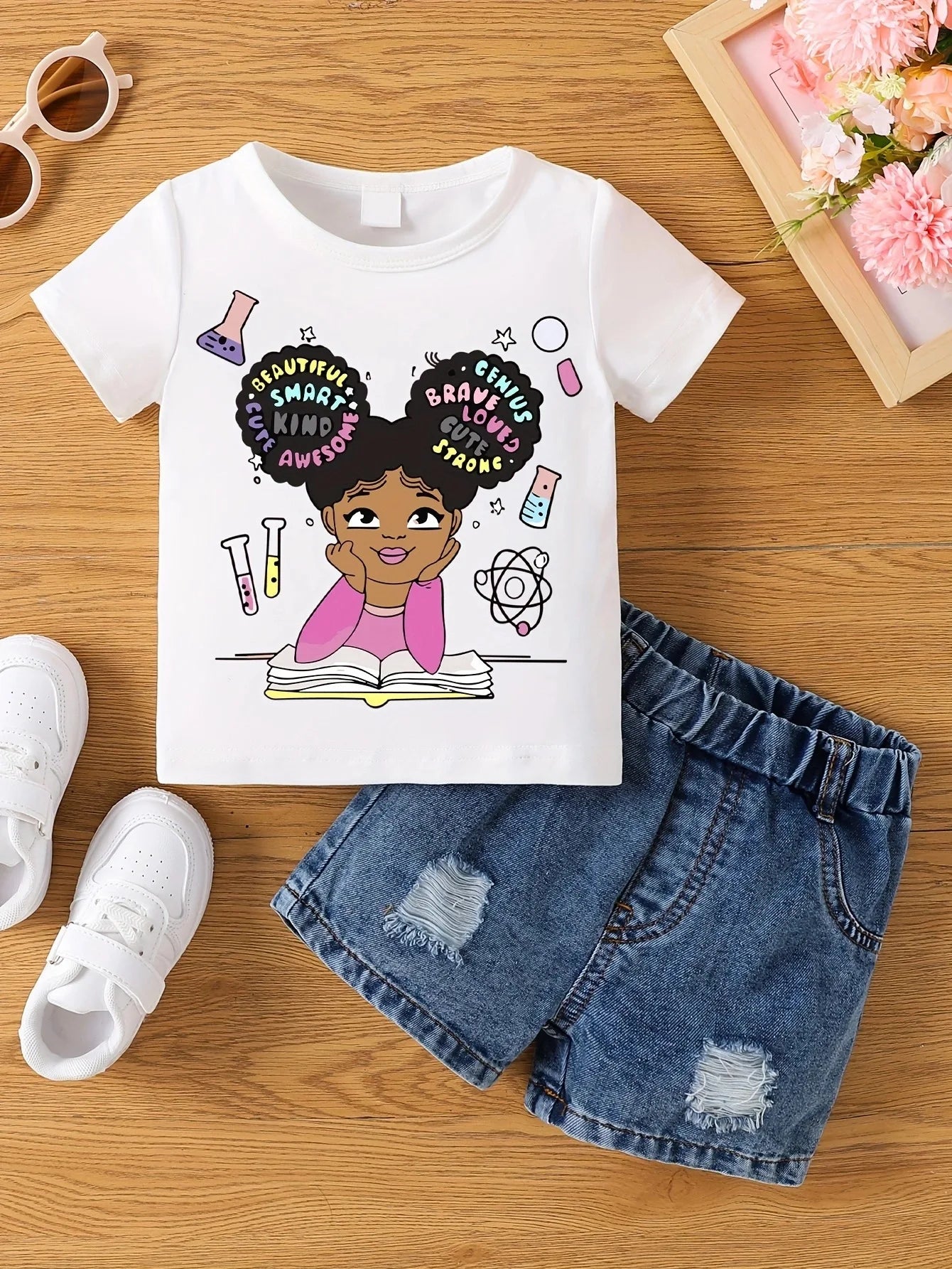 T-shirt d'été Aby pour filles. Short non inclus.