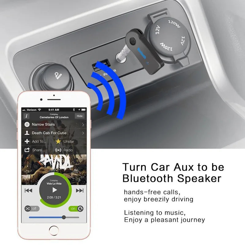 Récepteur Bluetooth 5.0 sans fil 2 en 1 avec prise jack 3,5 mm pour voiture, audio auxiliaire, émetteur-récepteur A2DP et kit mains libres