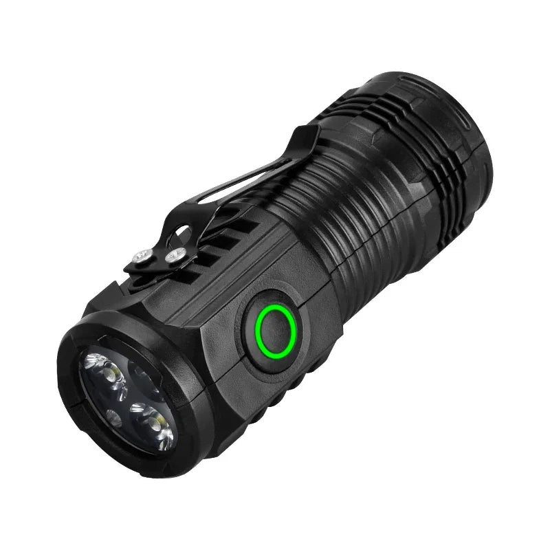 Mini lampe torche LED portable 3 LED ultra puissante, rechargeable par USB, batterie intégrée et clip stylo