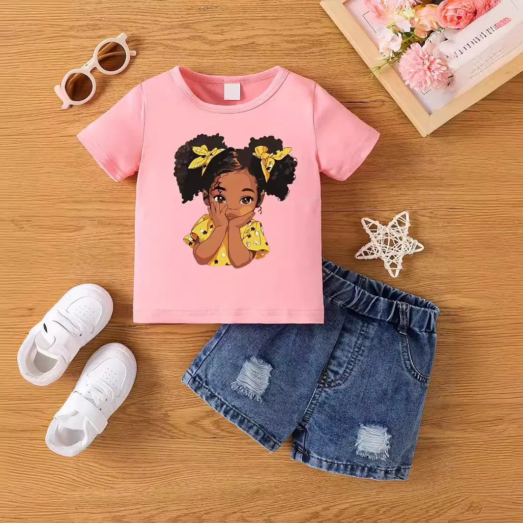 T-shirt d'été Aby pour filles. Short non inclus.