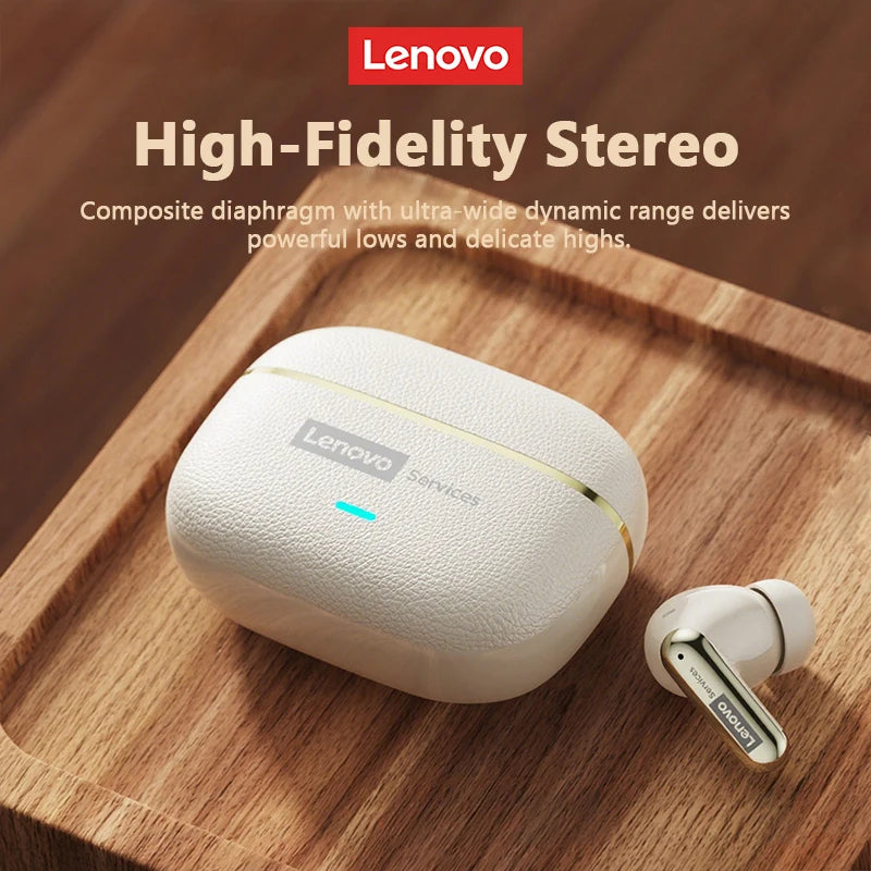 Écouteurs sans fil Lenovo LE208 TWS Bluetooth 6.0 en cuir, stéréo, réduction de bruit ENC, faible latence (38 ms), casque gaming