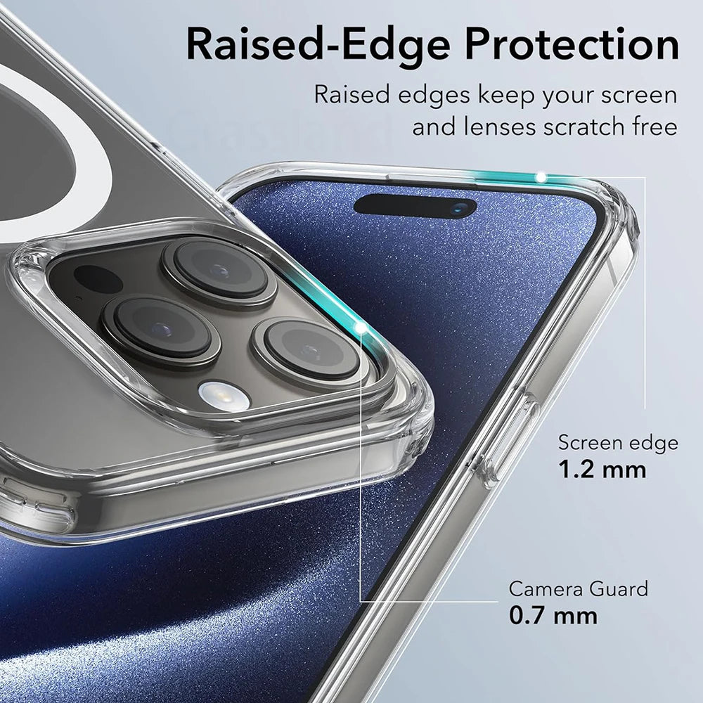 Étui de luxe à chargement magnétique sans fil  pour iPhone - Coque arrière transparente