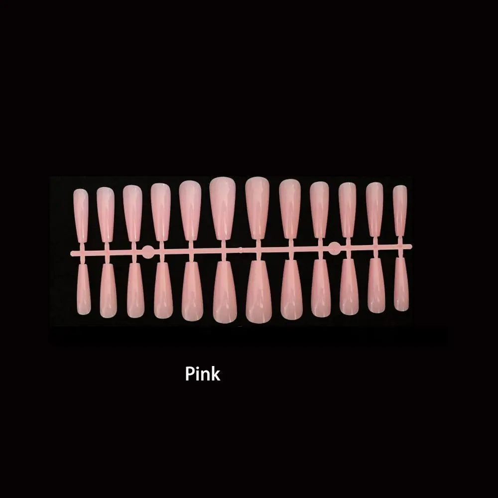 Lot de 24 faux ongles blancs à la française, faciles à porter.