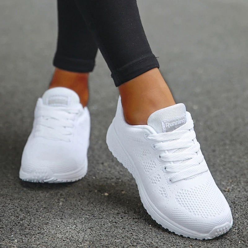 Baskets pour femmes, respirantes et confortables en tissu mesh, à lacets