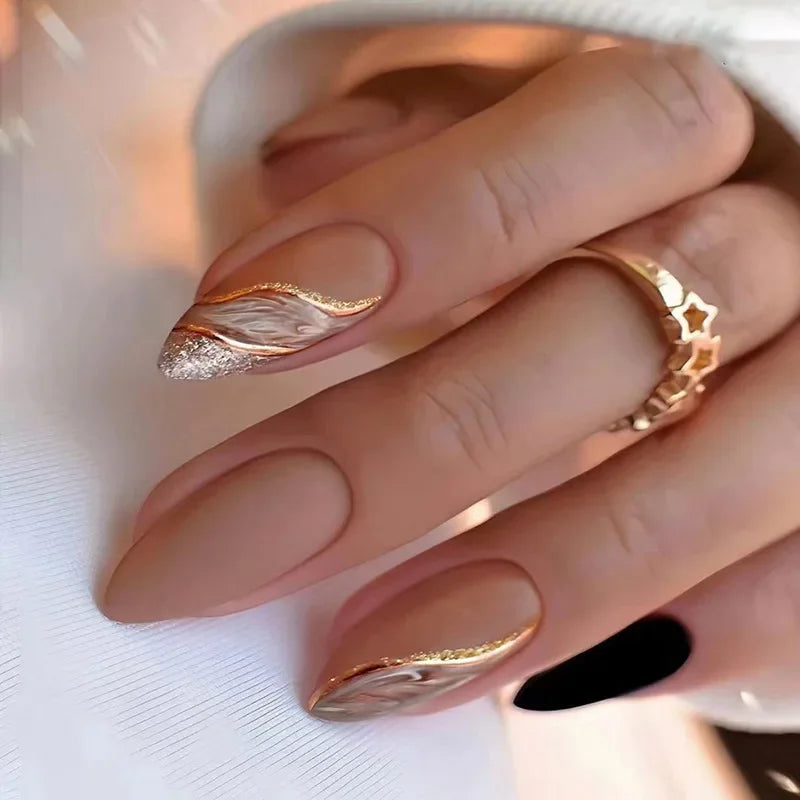 Lot de 24 faux ongles Sweet Love avec dégradé, réutilisables, courts et couvrants, pour femmes