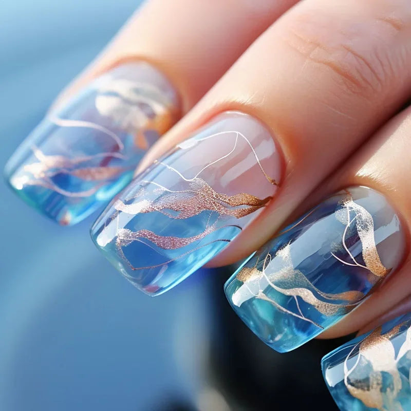 Lot de 24 faux ongles Sweet Love avec dégradé, réutilisables, courts et couvrants, pour femmes