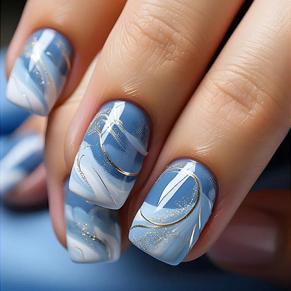 Lot de 24 faux ongles blancs à la française, faciles à porter.