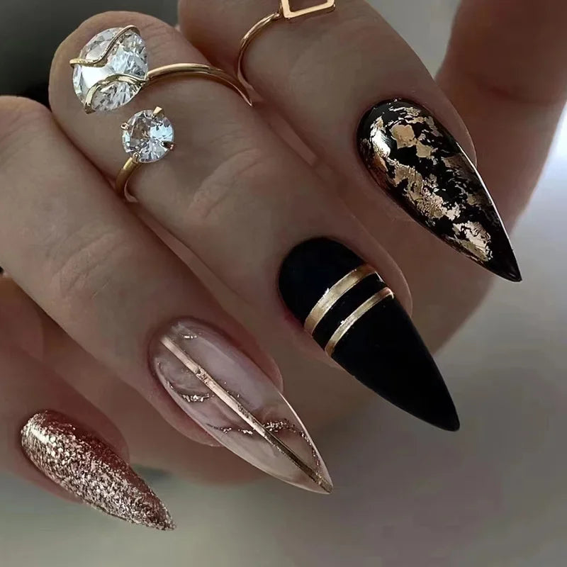 Lot de 24 faux ongles Sweet Love avec dégradé, réutilisables, courts et couvrants, pour femmes