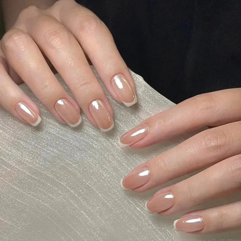 Lot de 24 faux ongles Sweet Love avec dégradé, réutilisables, courts et couvrants, pour femmes