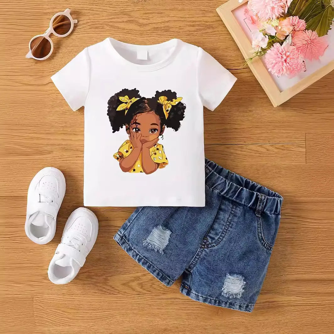 T-shirt d'été Aby pour filles. Short non inclus.
