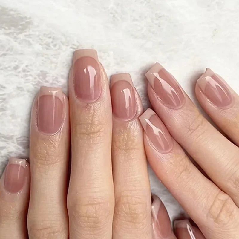 Lot de 24 faux ongles Sweet Love avec dégradé, réutilisables, courts et couvrants, pour femmes