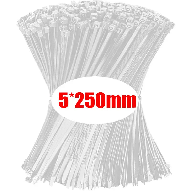 Lot d'attaches de câble en nylon autobloquantes, sangles réglables, pinces de fixation en plastique résistantes à la chaleur.