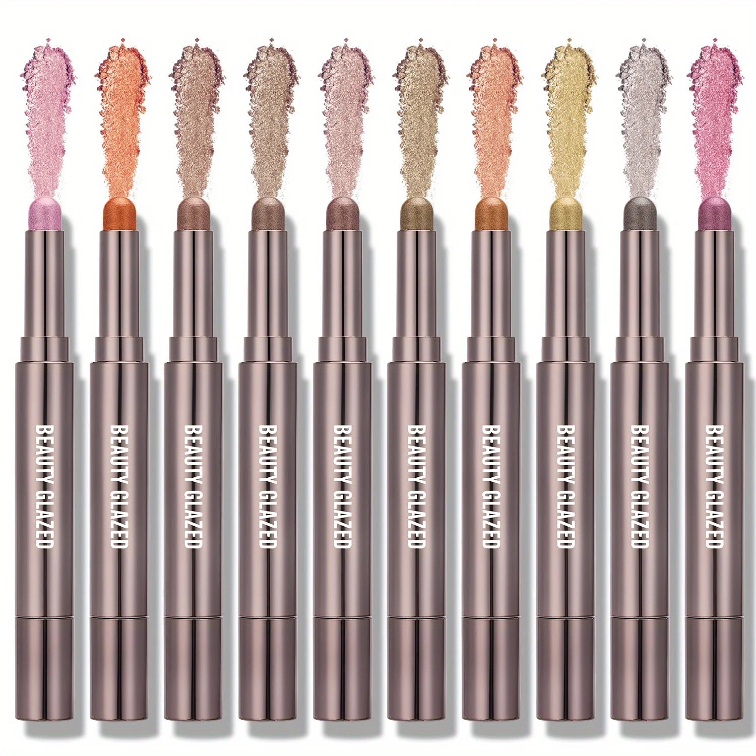 10 Fards à Paupières - Longue Tenue Waterproof avec Pinceau Double Embout