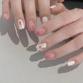 Lot de 24 faux ongles Sweet Love avec dégradé, réutilisables, courts et couvrants, pour femmes
