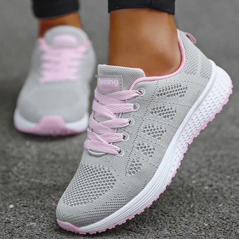 Baskets pour femmes, respirantes et confortables en tissu mesh, à lacets