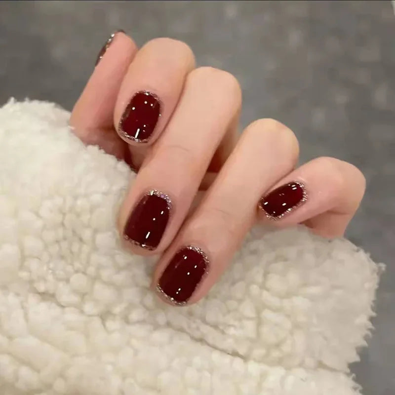 Lot de 24 faux ongles Sweet Love avec dégradé, réutilisables, courts et couvrants, pour femmes