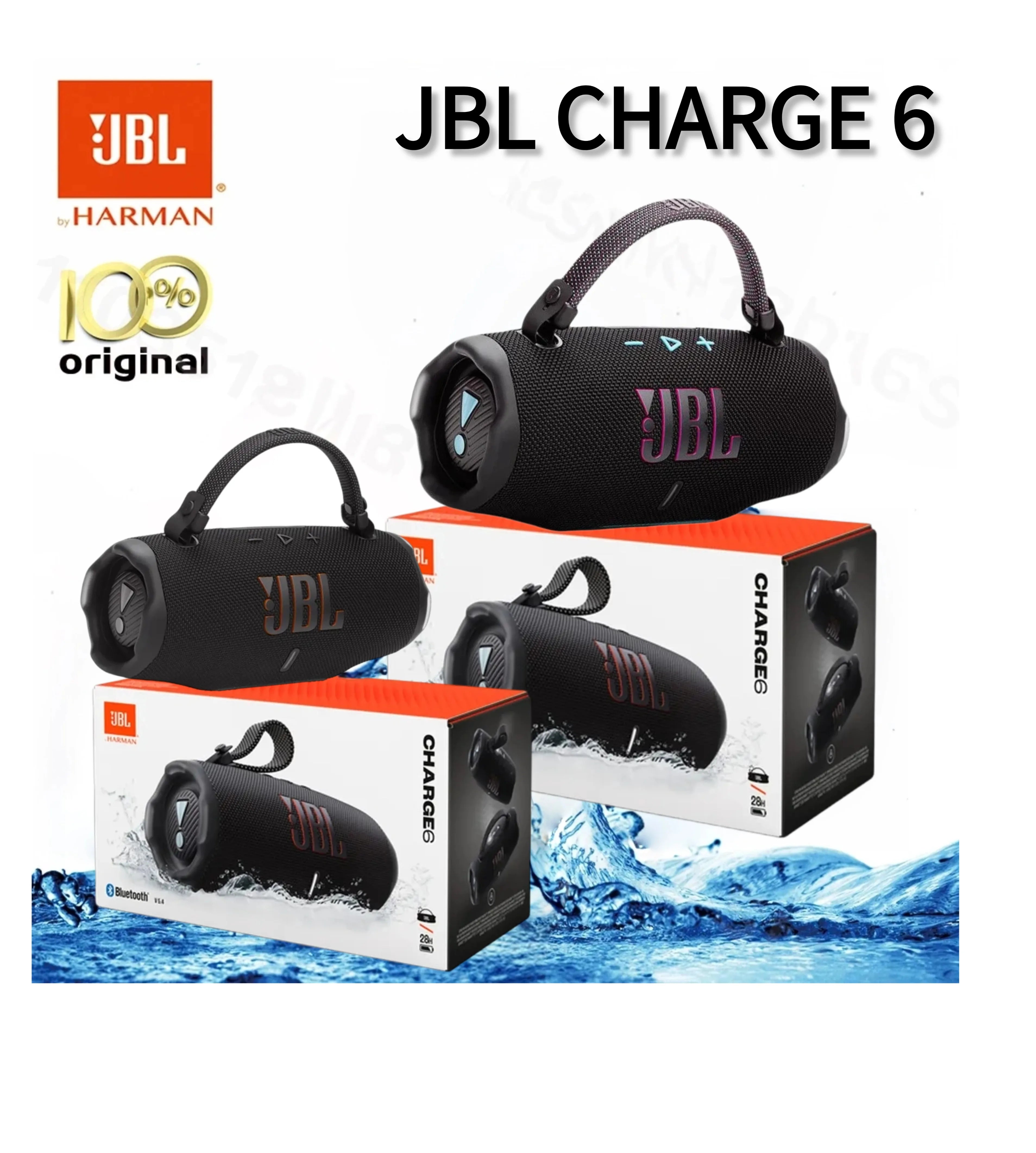 JBL Charge 6 Original‌ Enceinte sans fil étanche avec amplification des basses et tweeter de précision pour un son stéréo portable en extérieur‌
