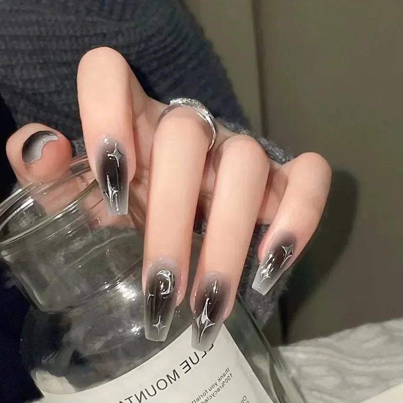 Lot de 24 faux ongles Sweet Love avec dégradé, réutilisables, courts et couvrants, pour femmes