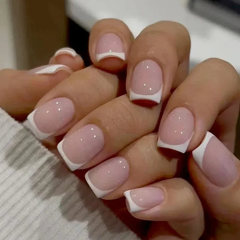 Lot de 24 faux ongles Sweet Love avec dégradé, réutilisables, courts et couvrants, pour femmes