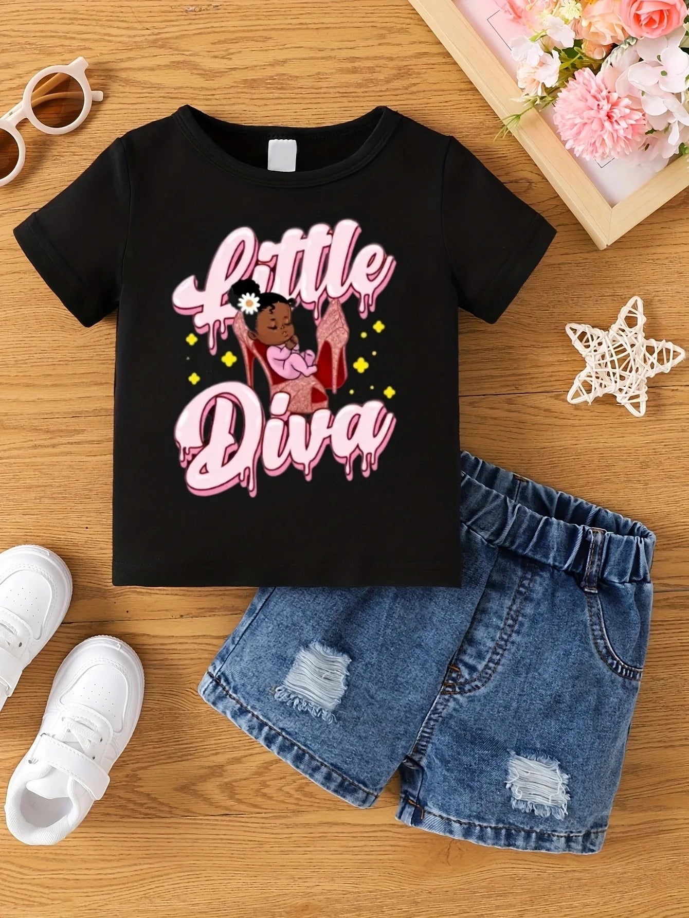 T-shirt d'été Aby pour filles. Short non inclus.