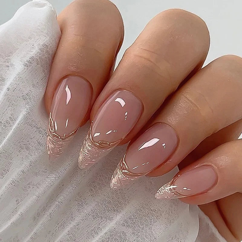 Lot de 24 faux ongles Sweet Love avec dégradé, réutilisables, courts et couvrants, pour femmes