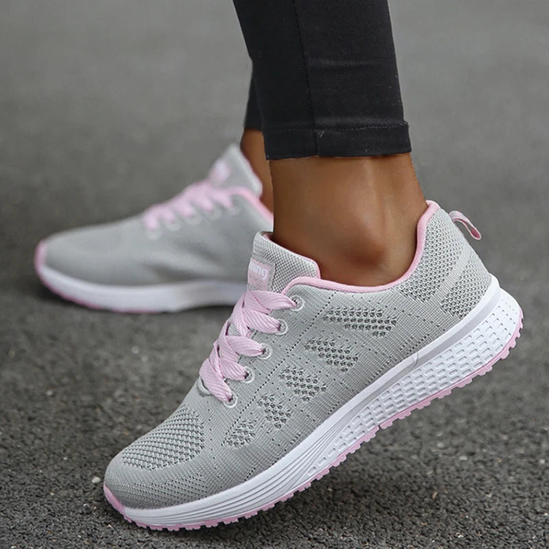 Baskets pour femmes, respirantes et confortables en tissu mesh, à lacets