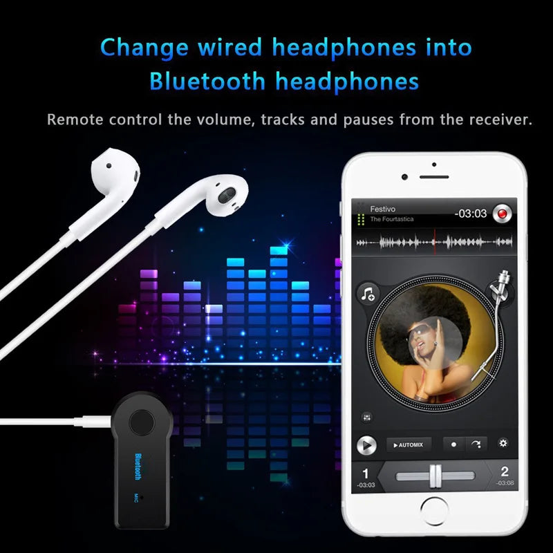 Récepteur Bluetooth 5.0 sans fil 2 en 1 avec prise jack 3,5 mm pour voiture, audio auxiliaire, émetteur-récepteur A2DP et kit mains libres