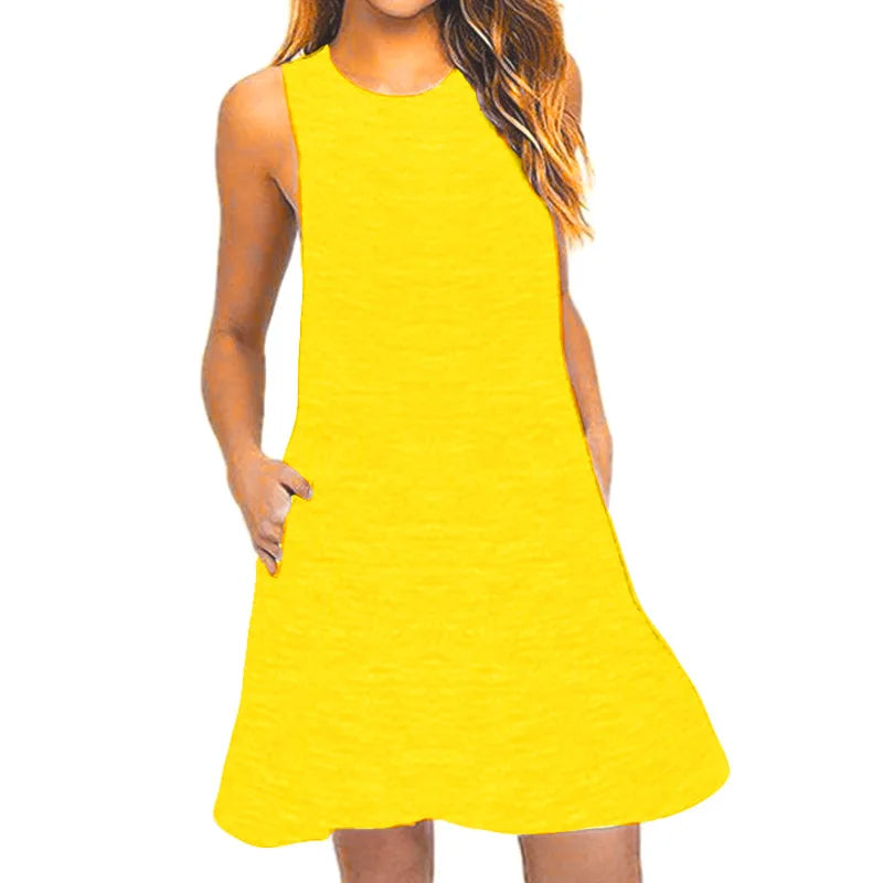 Robe d'été pour femme, avec poches, grande taille.