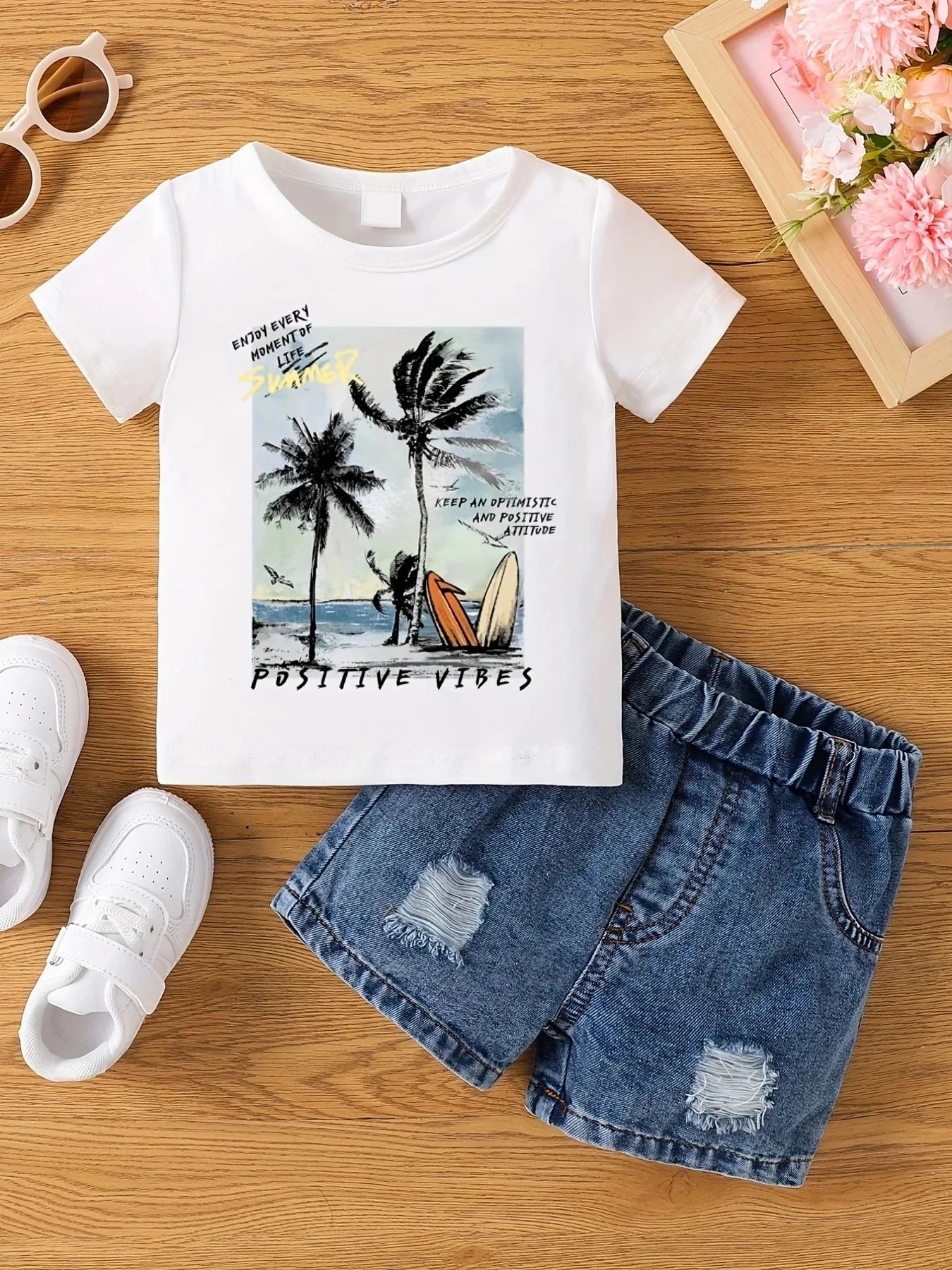 T-shirt d'été Aby pour filles. Short non inclus.