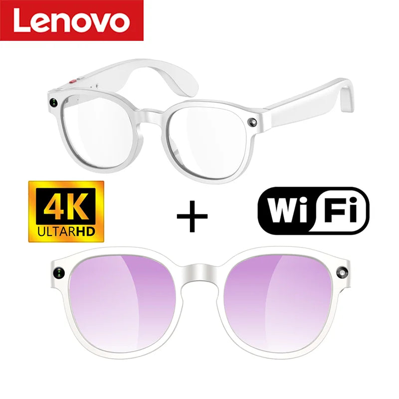 Lunettes intelligentes Lenovo AI : traduction IA, caméra HD 8 MP, prise de vue 4K, appels Bluetooth, enregistrement musical