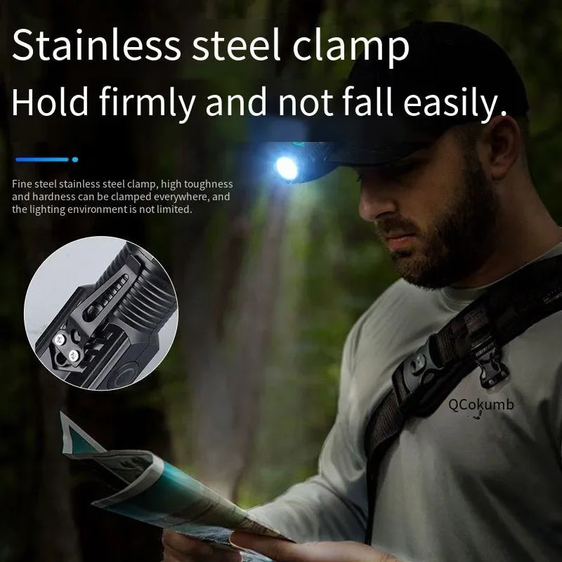 Mini lampe torche LED portable 3 LED ultra puissante, rechargeable par USB, batterie intégrée et clip stylo