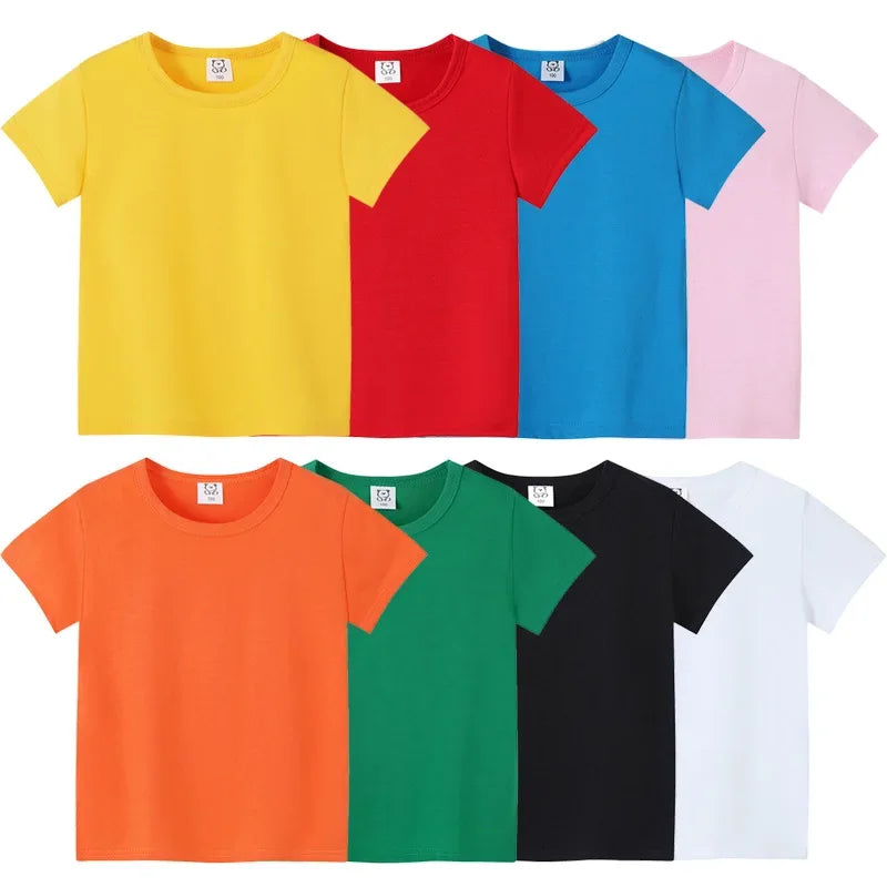 T-shirt d'été à manches courtes pour enfants de 2 à 12 ans, en coton - pour  garçons et filles.