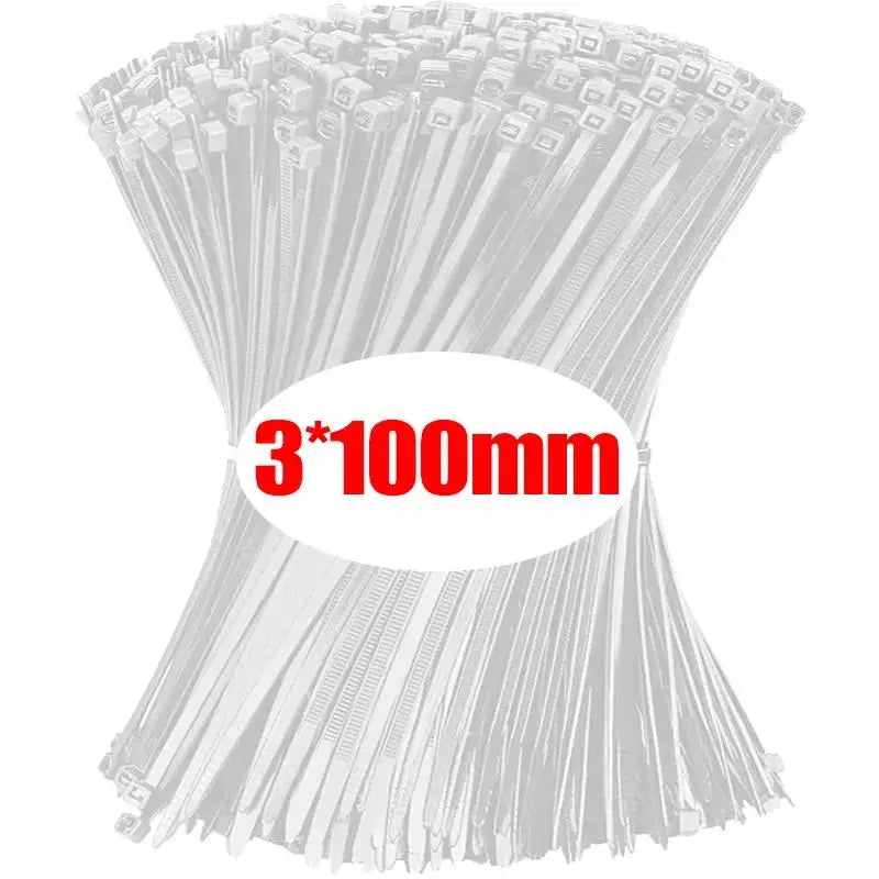 Lot d'attaches de câble en nylon autobloquantes, sangles réglables, pinces de fixation en plastique résistantes à la chaleur.