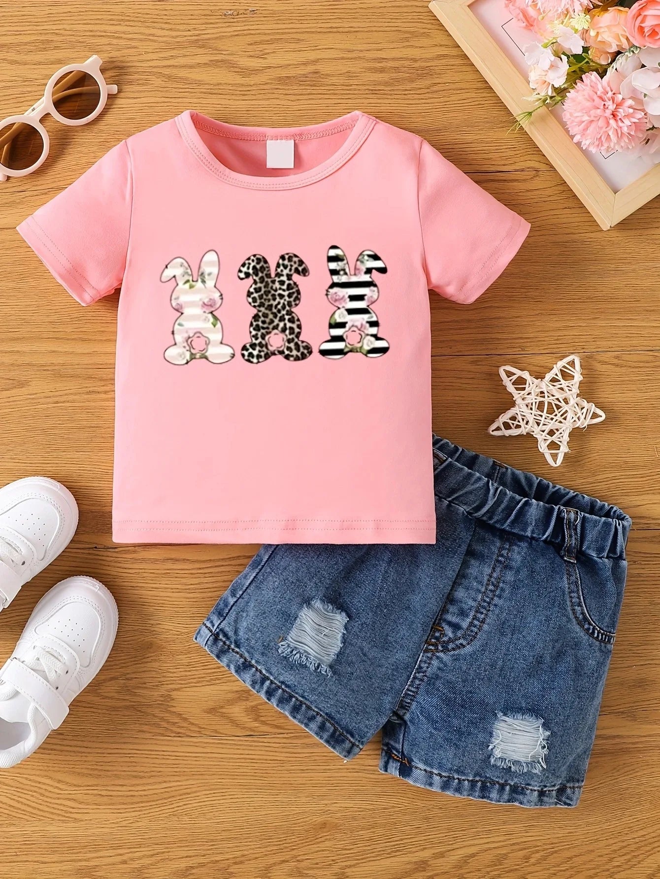 T-shirt d'été Aby pour filles. Short non inclus.