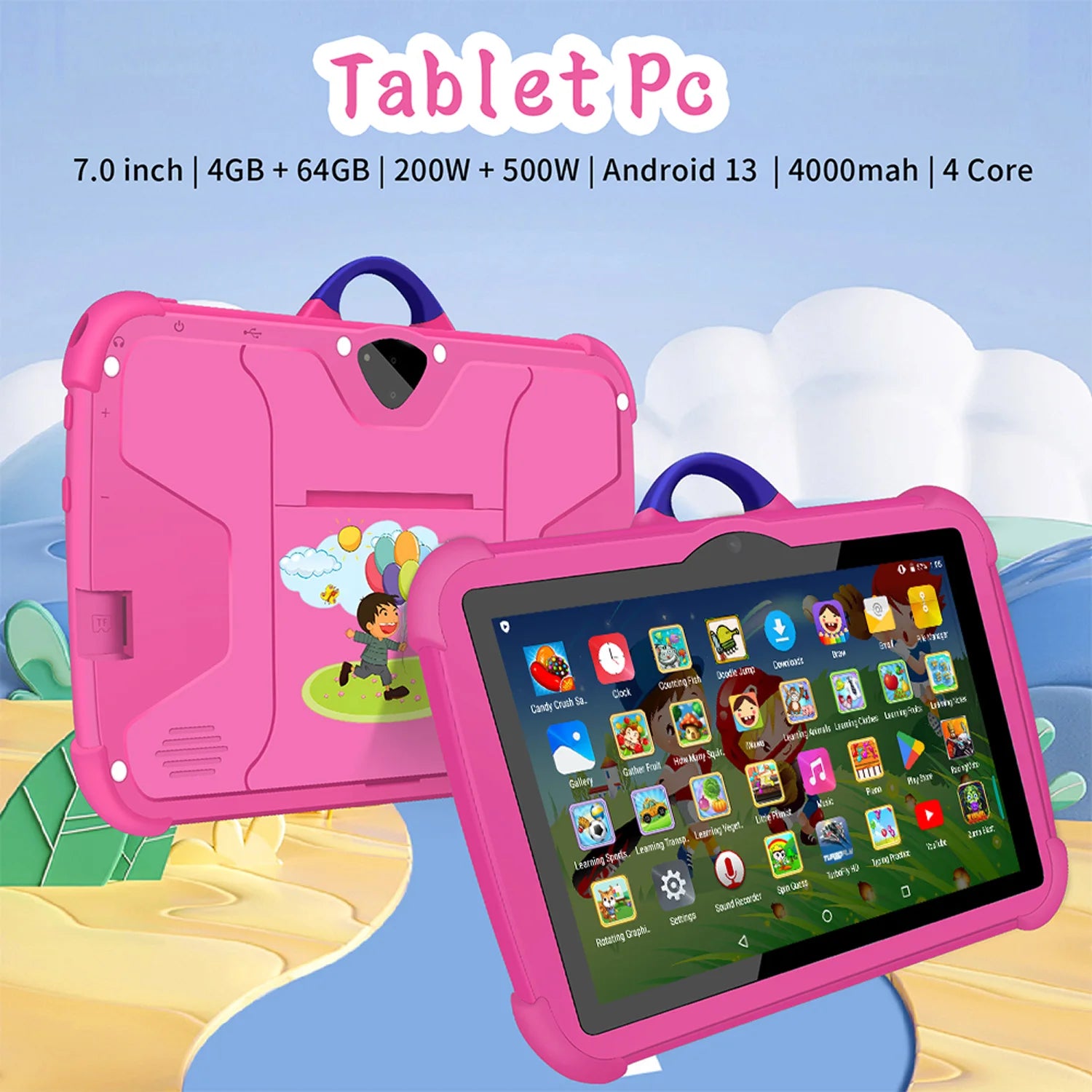Nouvelle tablette 7 pouces 5G WiFi pour enfants - pour l'apprentissage et l'éducation