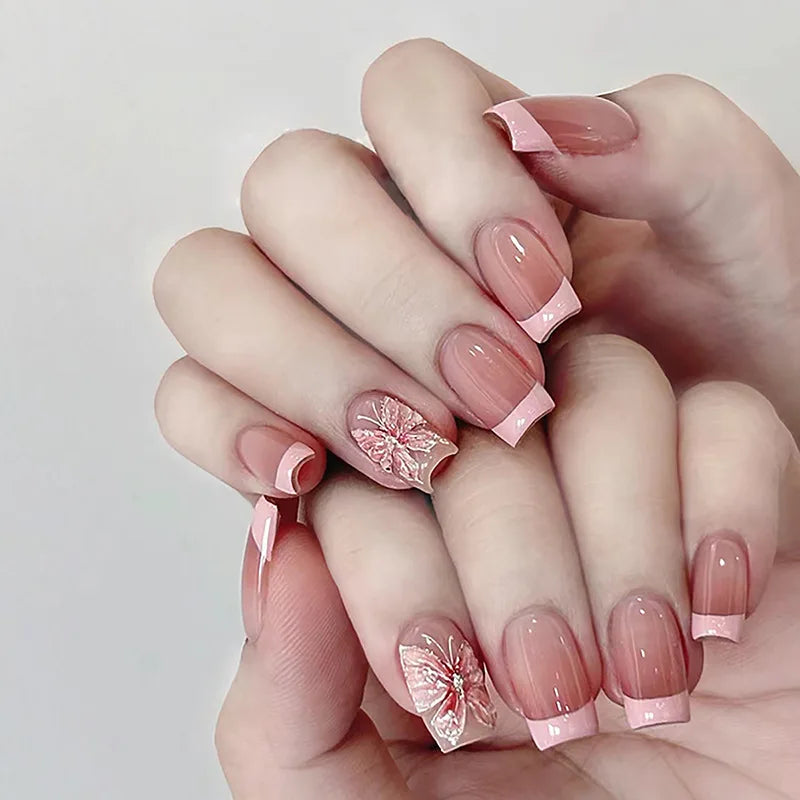24 faux ongles à coller, forme amande simple, courts et ovales, pour manucure femme.