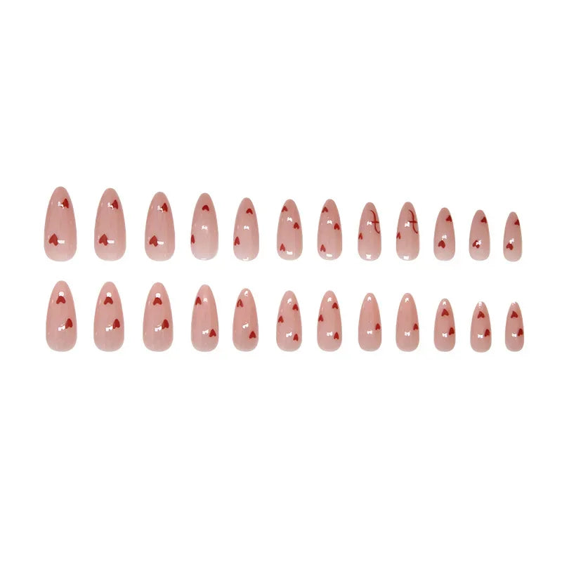 Lot de 24 faux ongles Sweet Love avec dégradé, réutilisables, courts et couvrants, pour femmes