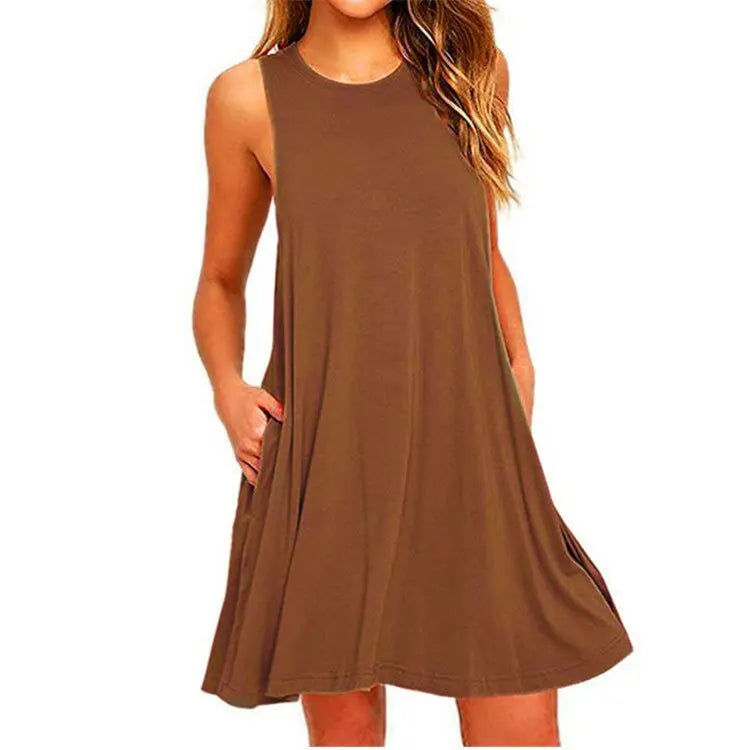 Robe d'été pour femme, avec poches, grande taille.