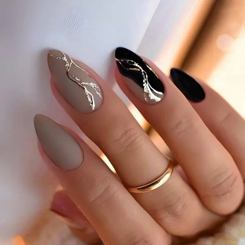 Lot de 24 faux ongles Sweet Love avec dégradé, réutilisables, courts et couvrants, pour femmes